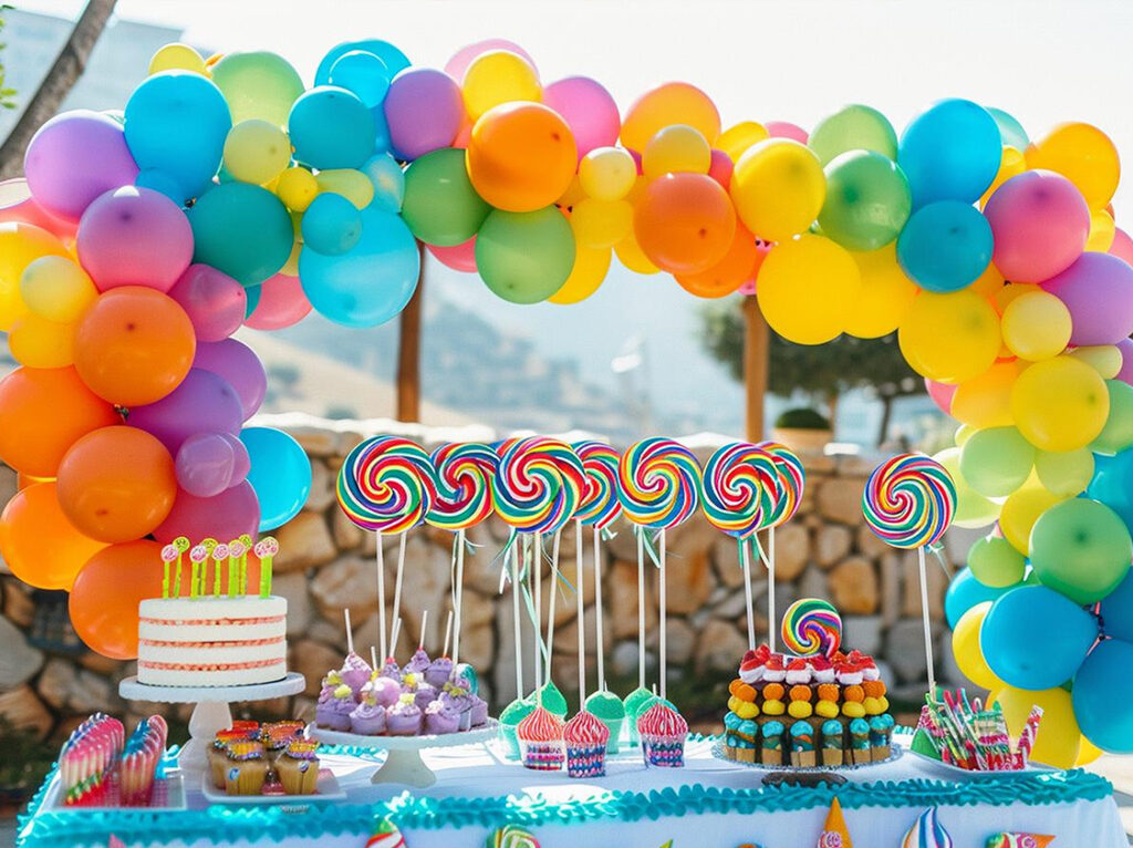 Outdoor birthday party venue in Abu Dhabi with nature-inspired decorations and a magical open-air setting for kids.