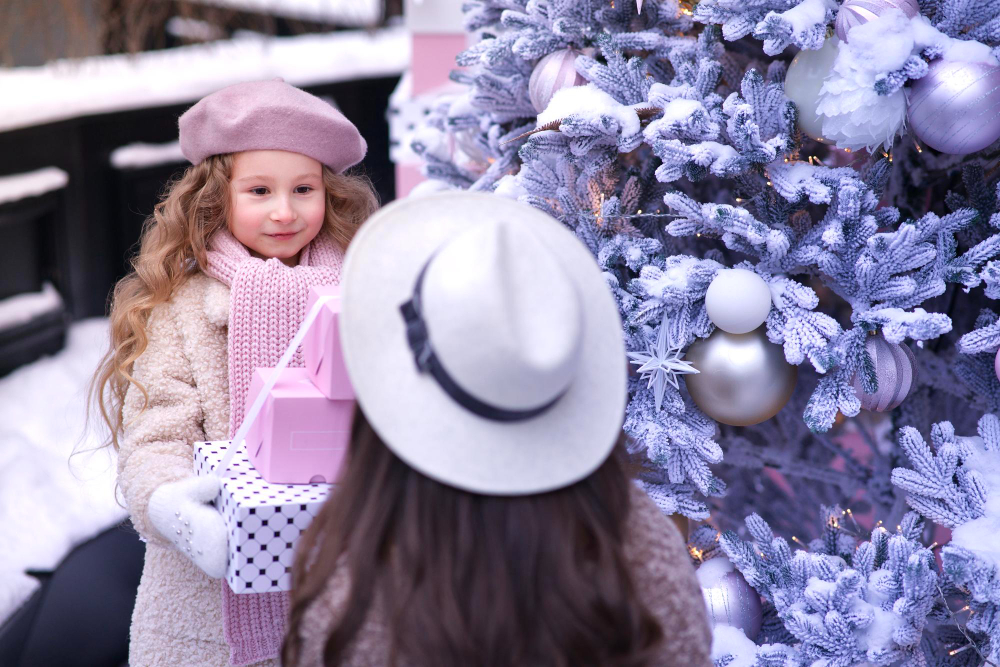 A magical Winter Wonderland-themed birthday party setup in Abu Dhabi with snow decor and festive activities.